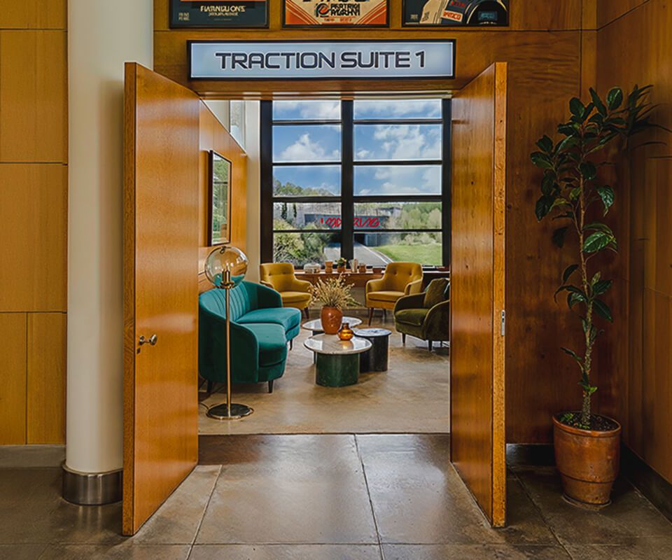 Traction Suites Room entrance at Official Hospitality at the MADRING circuit, Imagen generada con IA